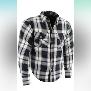 Milwaukee Leather MPM1644 Men's Plaid Flannel Biker Shirt with CE Approved Armor